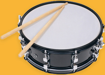 Snare drum with drum sticks